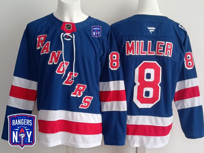 Men New York Rangers #8 Miller Blue 2025 Fanatics Home Premium NHL Jersey style 5